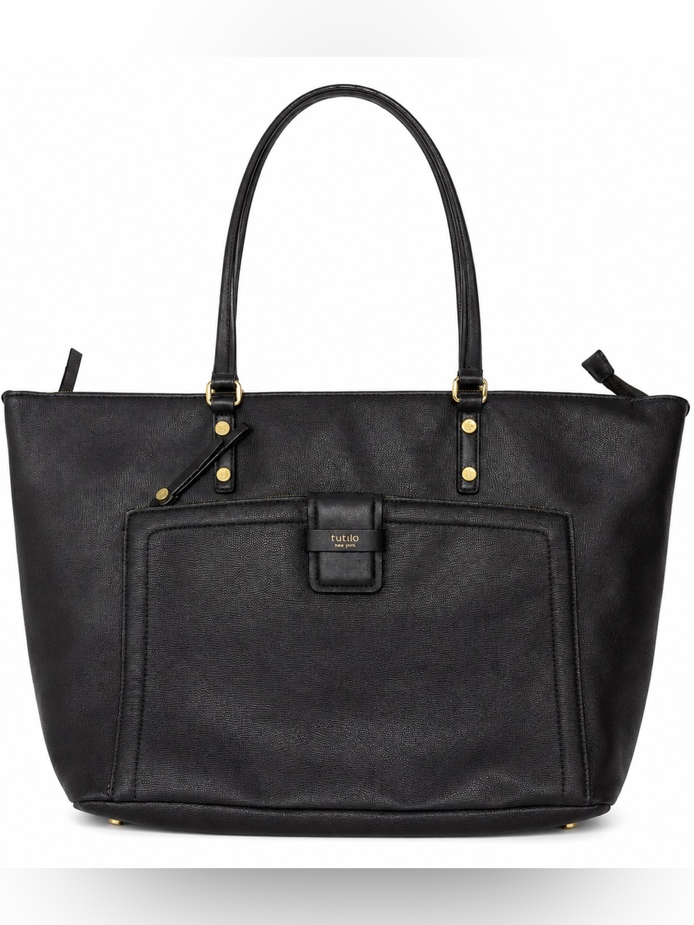 Tutilo New York Black Vegan Leather Laptop Tote